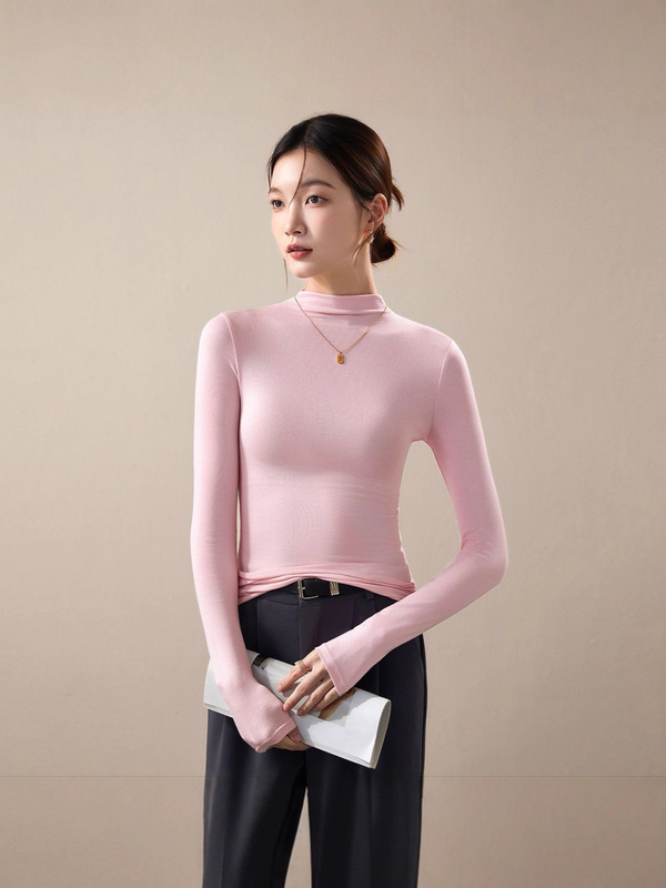 一体绒半高领打底衫女2025秋冬新款加绒加厚保暖重磅长袖女装T恤|undefined
