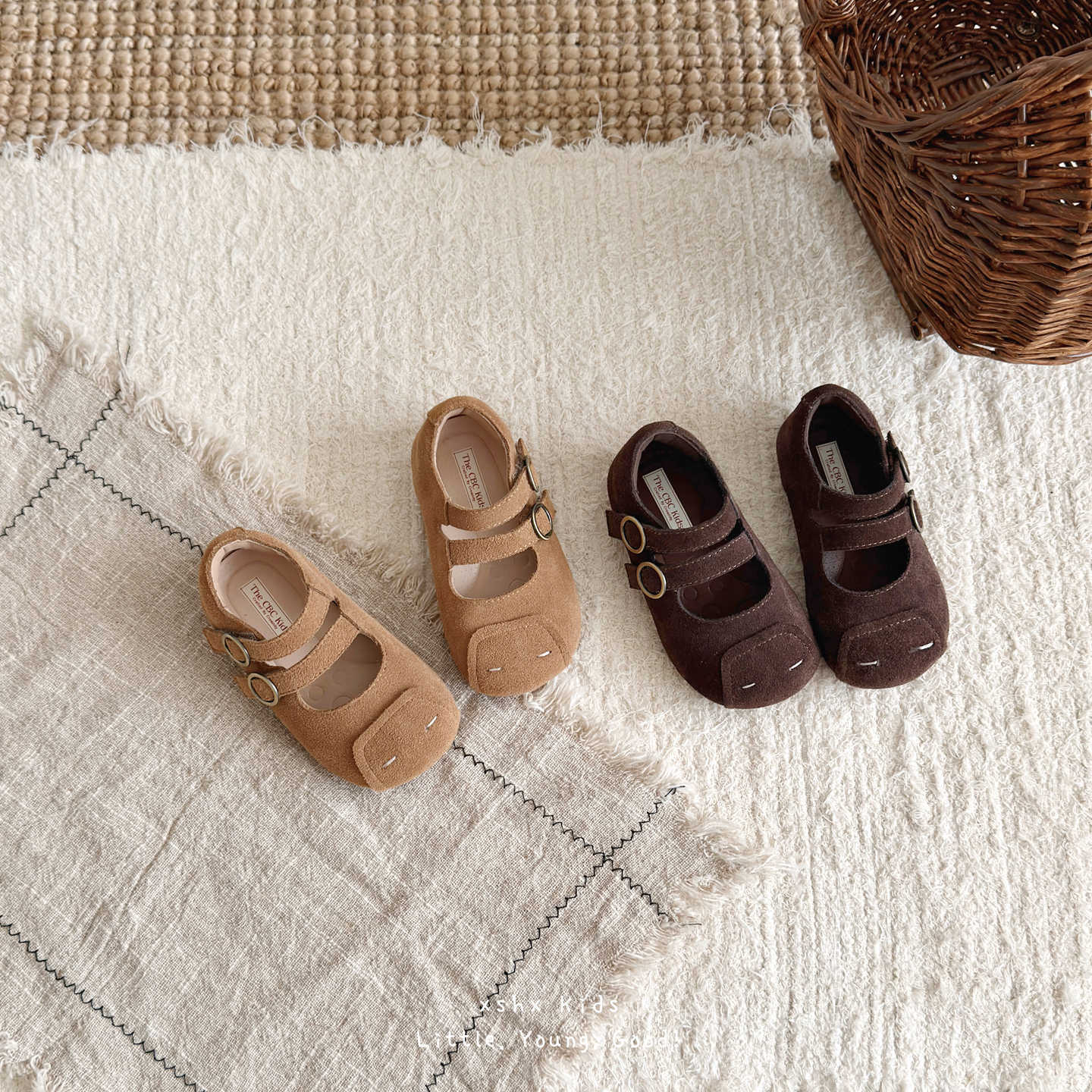 XSHX Niche Brand Birkenstock｜Retro Korean-style children's shoes made of top-layer cow suede, new autumn 2026 low-cut shoes for boys and girls