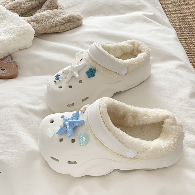 Croc Shoes Women's Winter Fleece-Lined Removable Autumn and Winter Girls' High Heels Cute Non-Slip Fleece-Lined Popular Cotton Slippers Croc Shoes Women's Winter Fleece-Lined Removable Autumn and Winter Girls' High Heels Cute Non-Slip Fleece-Lined Popular Cotton Slippers