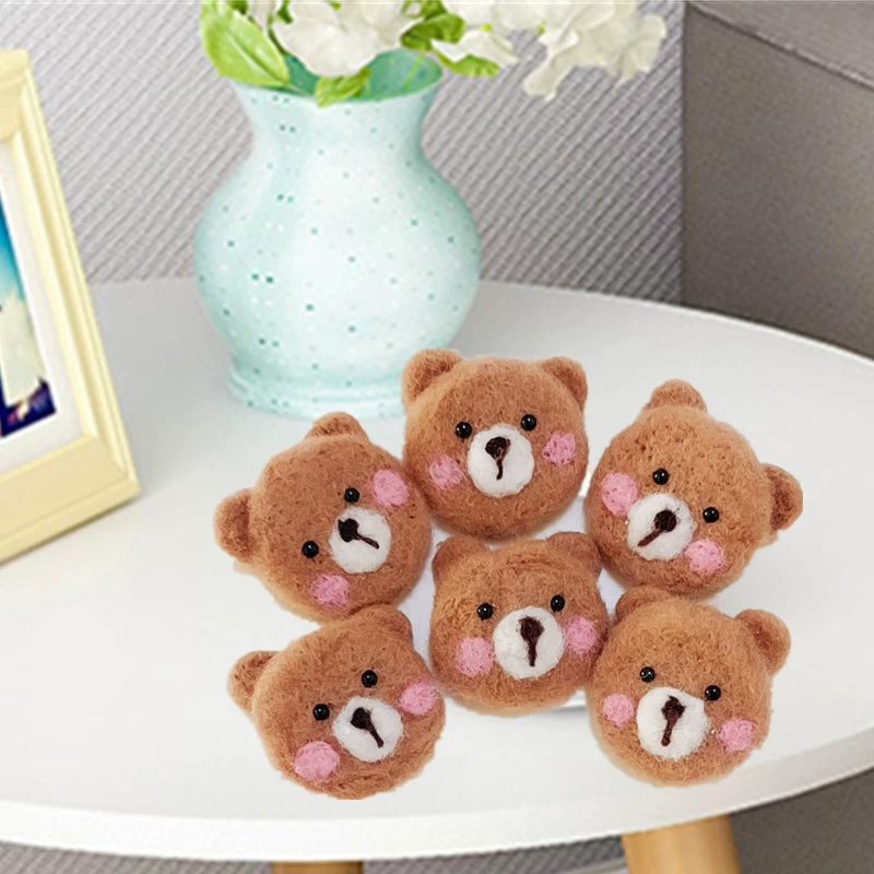 Шерстяной Войлок тыкающий Маленький коричневый медведь рождественские украшения детская веревка для волос кольцо для волос брошь для одежды аксессуары материалы