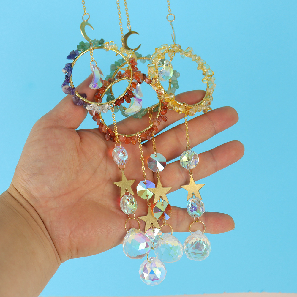 1 Piece Quantity Daily Occasion Artificial Crystal, Copper Material Fashion Star Moon Artificial Crystal Copper Pendant Wall Art