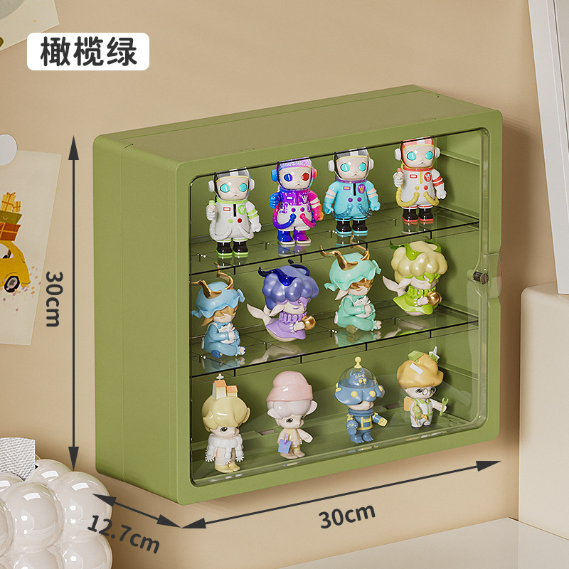 盲盒收纳展示架壁挂式泡泡玛特展示盒陈列挂墙上置物架透明手办柜|undefined
