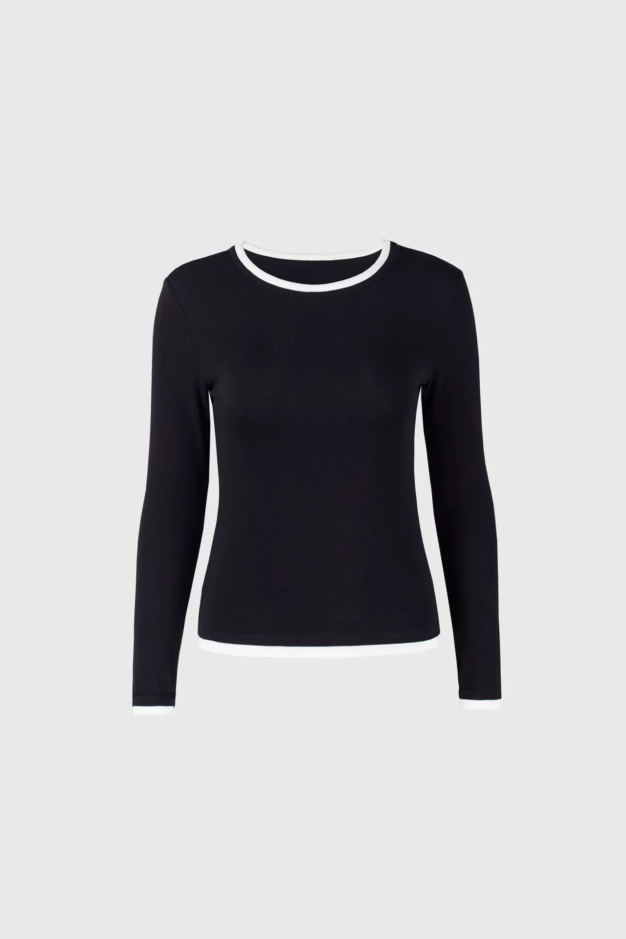 Туника с длинным рукавом из шерсти, slim fit, круглый ворот, многоколерные размеры S–XL