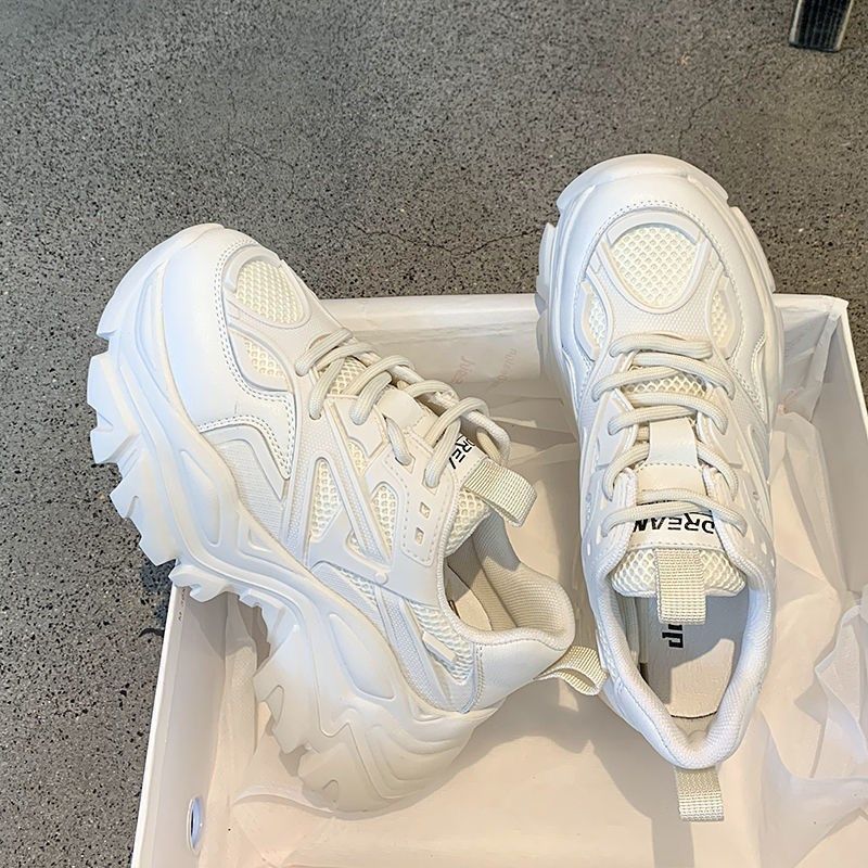 Zapatillas deportivas transpirables para mujer, estilo casual, con suela gruesa, de malla, que aumentan la altura, ideales para correr, novedad 2025, populares en Instagram.