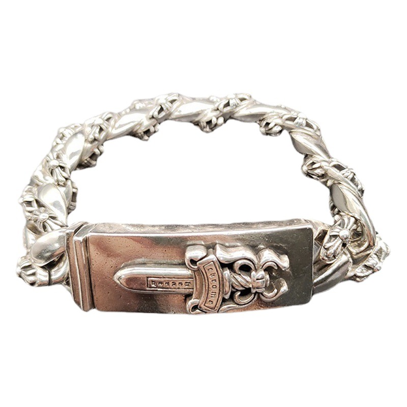 Chkeluo nueva pulsera espada ancla cruz flor gruesa pulsera europea y americana retro S925 estándar hombres pulsera