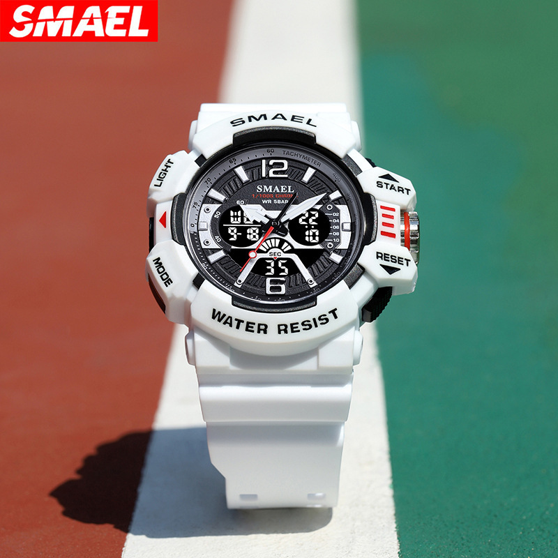 SMAEL Smale nueva tendencia estudiante deportes al aire libre impermeable cronómetro multi-energía cinética doble pantalla reloj electrónico 8065