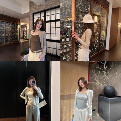 蝶宝嘻 夏日舒服挂专线 细坑条3色轻薄款针织开衫女防晒外搭上衣