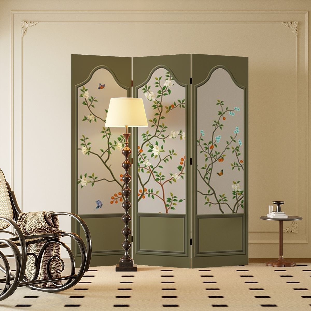 New Chinese-style screen for living room and bedroom, home-use movable screen partition for privacy, suitable for hotel tea rooms, live streaming, and photography background wall