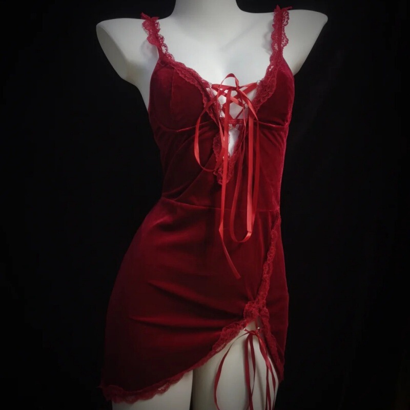 Spring Festival Pure Desire Sexy Lingerie Pure Desire Style Uniform Red Christmas Bodycon Skirt Pajamas Women's Set Qqny Spring Festival Pure Desire Sexy Lingerie Pure Desire Style Uniform Red Christmas Bodycon Skirt Pajamas Women's Set Qqny
