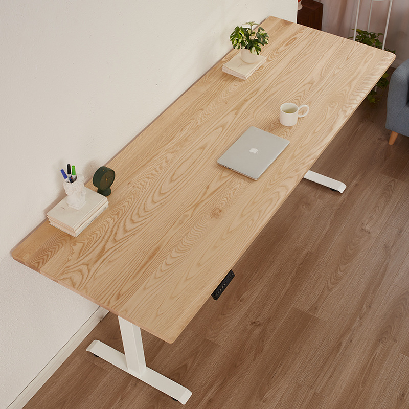 Solid Wood Ash Electric Adjustable Desktop Computer Table Children's Home Study Table Standing E-Sports Table Corner Table