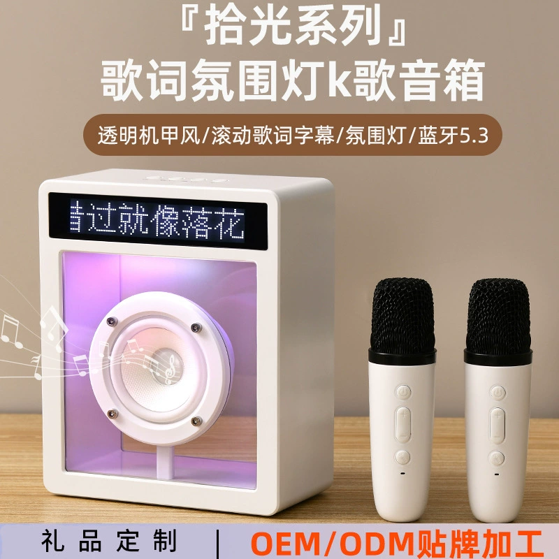 Bluetooth-динамик для караоке с микрофоном, текст песни, семейный KTV, беспроводной микрофон для пения, небольшой динамик, портативная зарядка, стиль кемпинга
