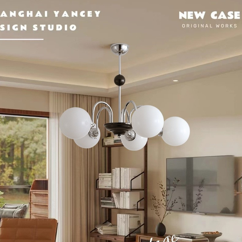 Medieval-style magic bean pendant lamp for Nordic glass bedroom, living room, dining room, modern minimalist artistic closet, designer lamp