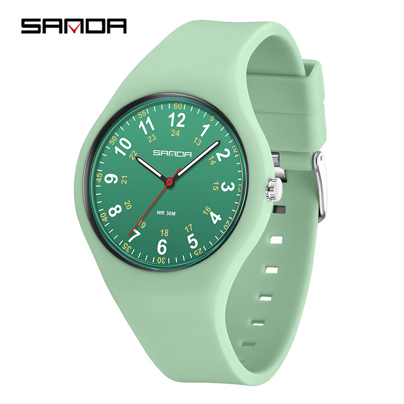 SANDA reloj femenino temperamento minimalista estudiantes de primaria luz nocturna impermeable silicona reloj de cuarzo reloj de comercio electrónico reloj en línea