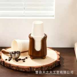 跨境木质桌面一次性纸杯收纳盒咖啡奶茶店杯子置物架浴室纸杯架
