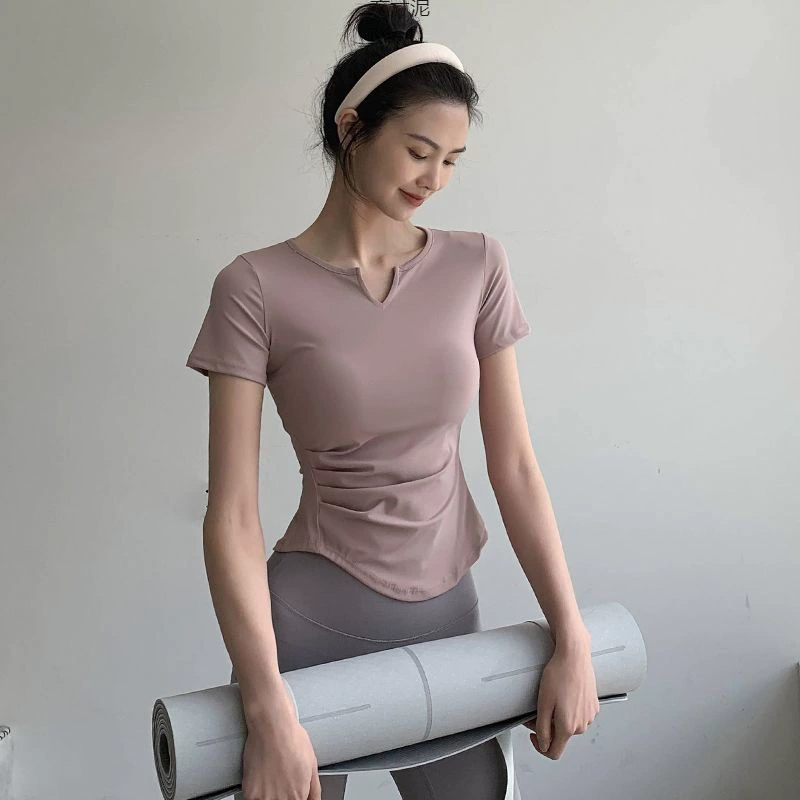 Спортивная одежда с быстрой сушкой, дышащие тонкие модные для зала йоги, с коротким рукавом, для бега, обтягивающая