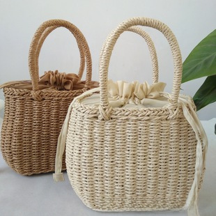 Women's Woven Shoulder Bag, Handmade Straw Beach Handbag_voghion.com