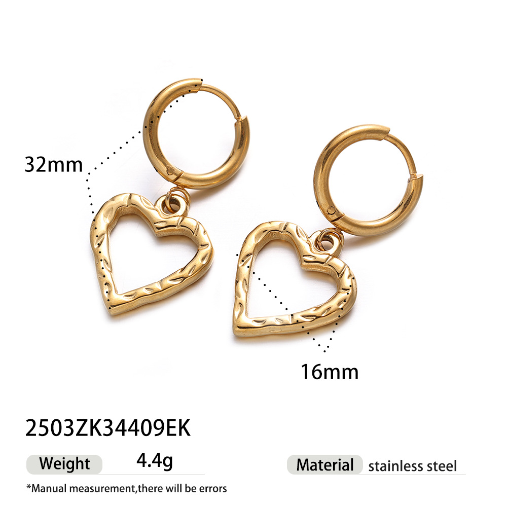 Taena Pendientes de acero inoxidable europeos y americanos Pendientes de mariposa de amor de alta calidad de lujo ligero Pendientes de acero de titanio estilo explosivo transfronterizo al por mayor