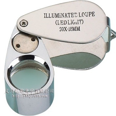 30X21MM金属高倍珠宝放大镜,带2个LED灯照明珠宝鉴定放大镜