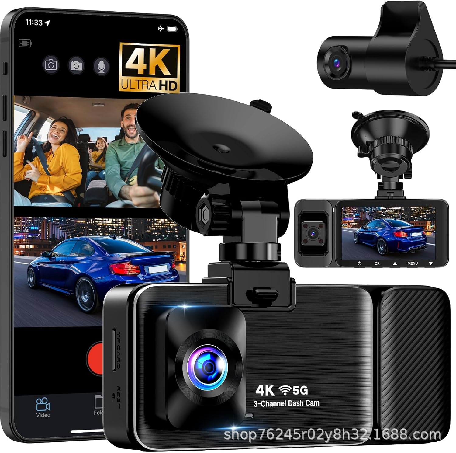 Car Dash Camera Hd 4K Wifi Dash Cam with Front and Rear Recording, Amazon Night Vision Wide Angle