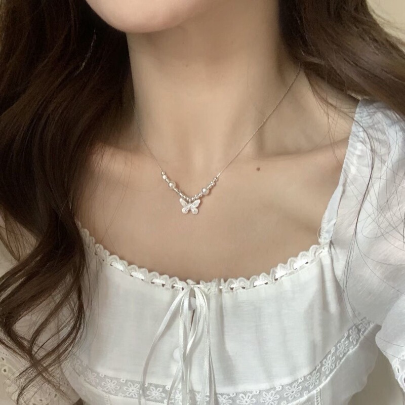 Magic Butterfly Dance Necklace Sweet Chinese Style Butterfly Cute Clavicle Chain Girlfriend Gift Light Luxury Niche
