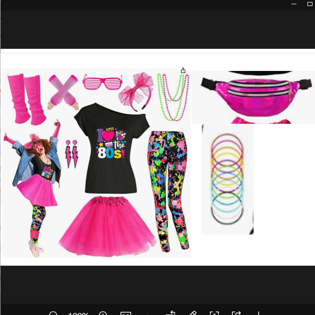 80S Costume Women's Accessories Set T-Shirt Shorts Ballet Skirt Neno Party Leg Warmers Headband
