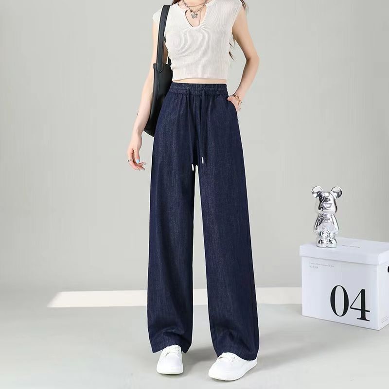 Tencel Dipped High Waist Joker Straight Jeans Women's 2024 Autumn and Winter Loose Slim Denim Women's Pants Wholesale Tencel Dipped High Waist Joker Straight Jeans Women's 2024 Autumn and Winter Loose Slim Denim Women's Pants Wholesale