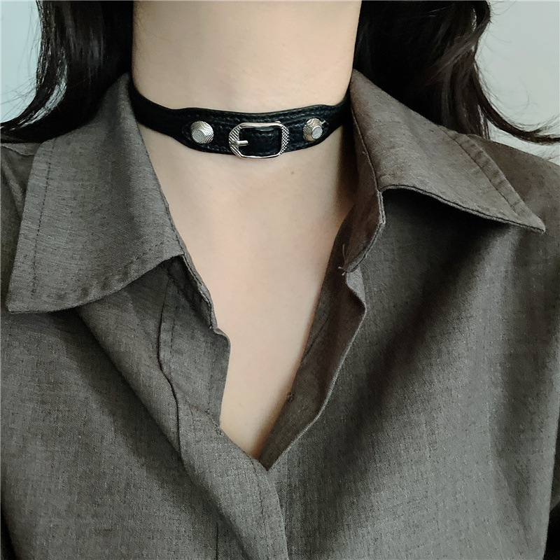 Punk Leather Short Collar Wholesale display picture 2