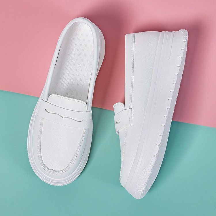 All White Medical Nurses Shoes Women's Soft-soled Breathable Thick-soled Non-slip Long-standing Non-tiring Leather White Shoes for Work All White Medical Nurses Shoes Women's Soft-soled Breathable Thick-soled Non-slip Long-standing Non-tiring Leather White Shoes for Work