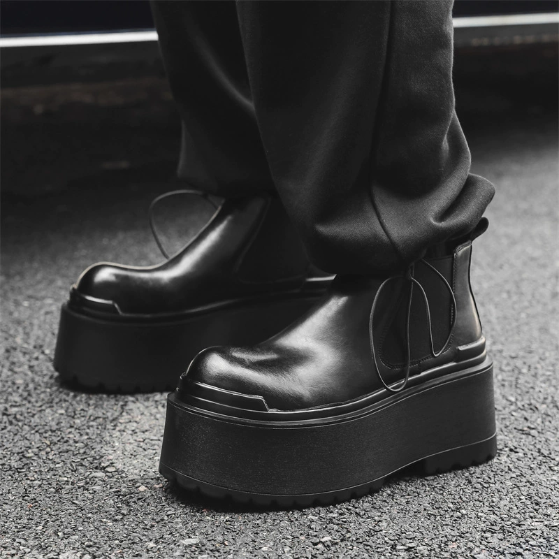 Короткие сапоги мужские увеличенные ультра-толстое дно Челси сапоги рукав кексы обувь обувь короткая сапоги 16899-J