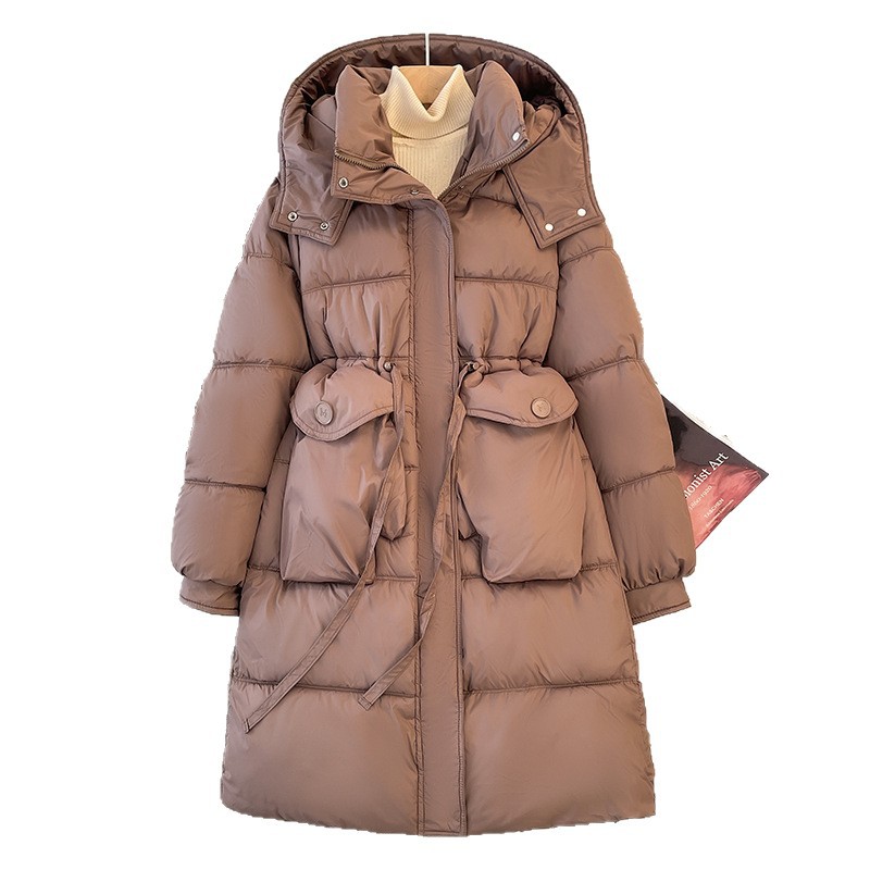 Europa y América ropa de algodón mujer 2025 invierno nuevo estilo de ropa de algodón coreana con capuchón grueso medio largo abrigo de pan suelto al por mayor image 5