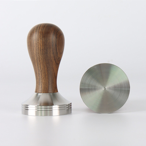 304 stainless steel coffee press 51/53/58mm powder hammer solid wood handle household coffee machine press