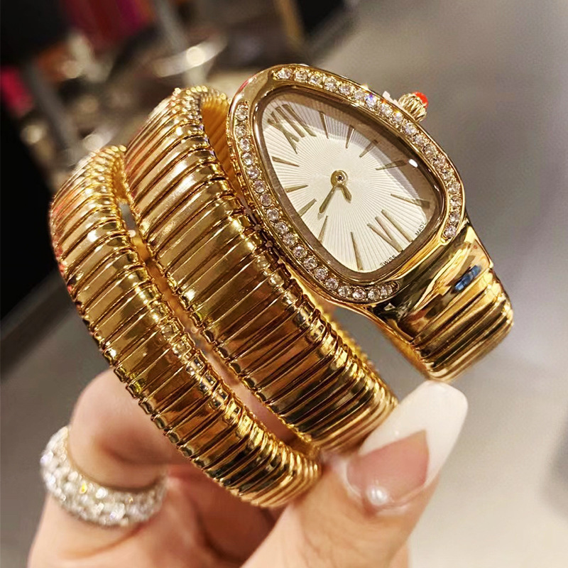 Fashion Creative Snake-Shaped Two-Ring Steel Band Watch for Women with Personality Full Diamond Cross-Border Quartz Watch Manufacturer Wholesale Fashion Creative Snake-Shaped Two-Ring Steel Band Watch for Women with Personality Full Diamond Cross-Border Quartz Watch Manufacturer Wholesale