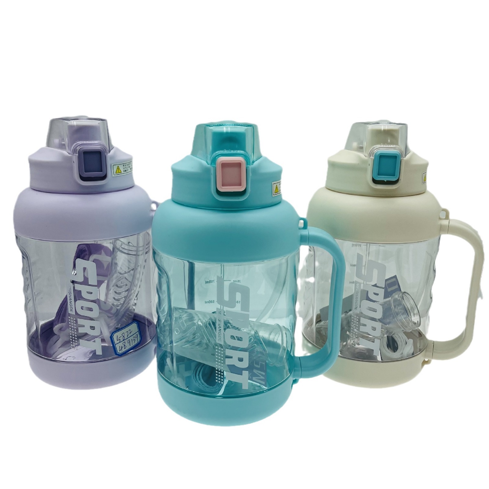 Meishangde 5822 hervidor de agua de plástico de gran capacidad portátil al aire libre mango portátil hervidor tapa elástica correa de paja taza de agua