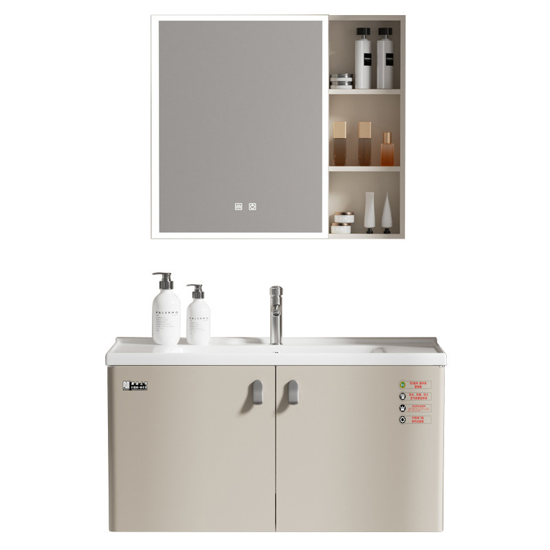 Gabinete de baño de acero inoxidable grueso lavabo combinado lavabo de inodoro doméstico de aire crema lavabo fácil
