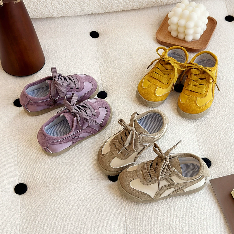 Детская спортивная обувь в корейском стиле, весна-осень 2025, новые нескользящие туфли Форрест Гамп на мягкой подошве для мальчиков, моральные тренировочные туфли для маленьких девочек