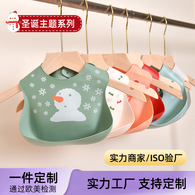 Christmas Baby Dinner Bib Waterproof Silicone Dinner Baby Portable Children's Bib Anti-Oil Anti-Dirty Artifact