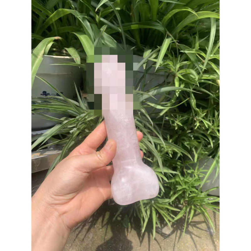 天然粉晶雕刻原石打磨水晶按摩棒 图 6