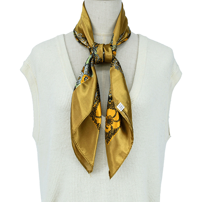 Pañuelo de seda de flor de anacardo con sentido premium retro transfronterizo nuevo pañuelo en la cabeza para damas de moda y elegante 90 pañuelo cuadrado grande