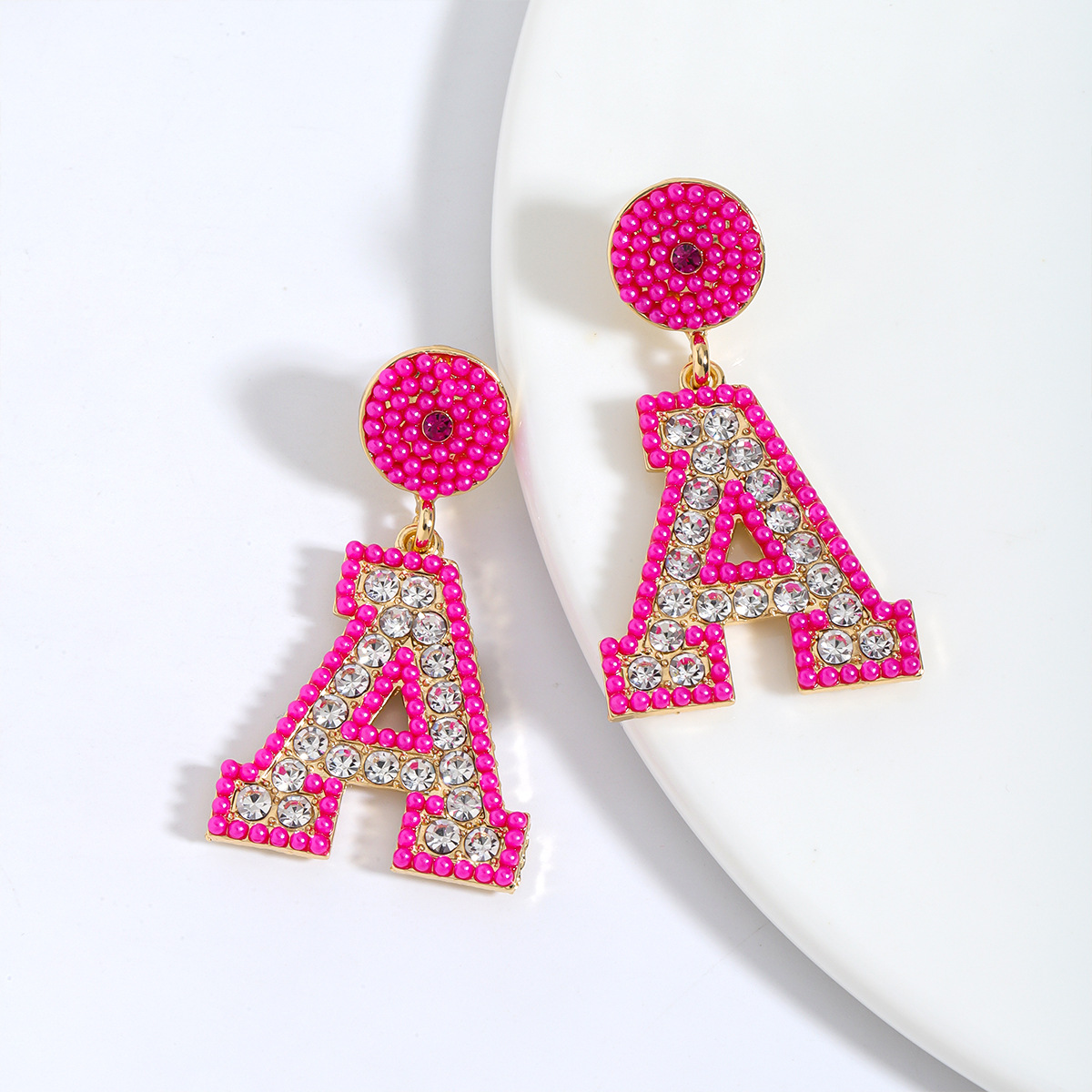 1 Pair Basic Modern Style Classic Style Letter Inlay Alloy Rhinestones Drop Earrings display picture 5