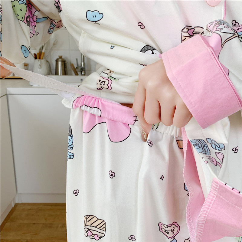 Ropa de confinamiento de primavera con almohadilla en el pecho cardigan de algodón artificial pijama de maternidad pantalones de manga larga ropa de hogar de enfermería posparto verano