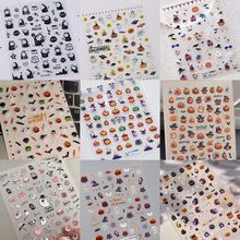 新品爆款万圣节浮雕美甲贴纸可爱卡通南瓜幽灵背胶指甲女生贴纸3D