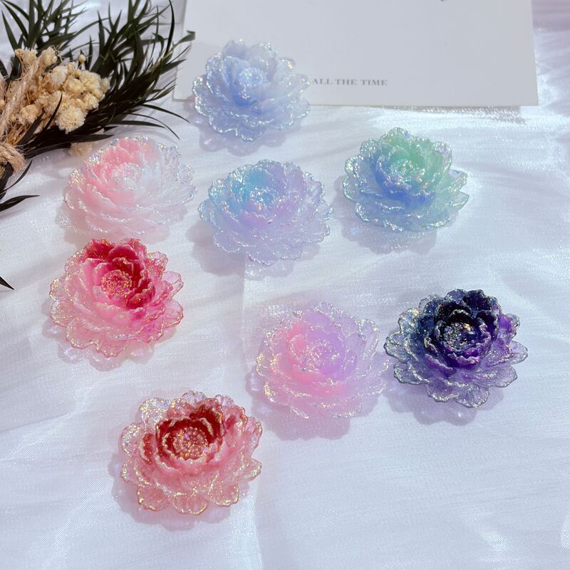 【Flashing Lotus】37Mm Aurora Fine Glitter Gradient Lotus Luminous 3D Resin Flower DIY Accessories 【Flashing Lotus】37Mm Aurora Fine Glitter Gradient Lotus Luminous 3D Resin Flower DIY Accessories