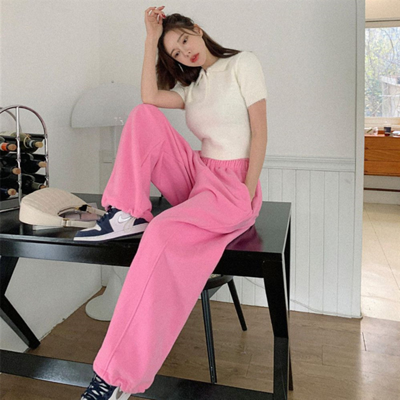 2025 primavera y otoño nuevo estilo versión coreana de los pantalones casuales delgados de todo fósforo sueltos y rectos, pantalones deportivos de dos desgaste, moda femenina image 4
