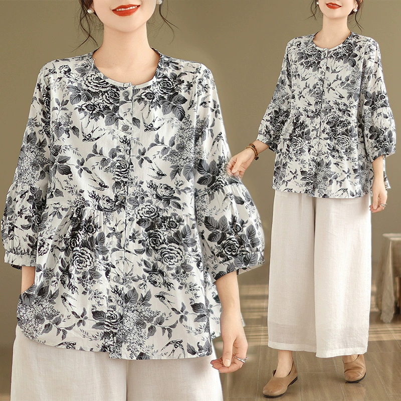 Настоящий выстрел 2024 весна/лето, пухлая девушка, свободная кукольная рубашка больших размеров, топ для скрытия живота, рубашка