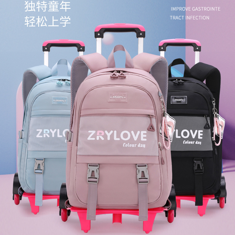 Entrega de una sola pieza pescado natural nueva mochila trolley estudiante de la escuela primaria hembra ligera espina protección desmontable mochila transfronteriza venta caliente