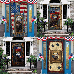 Vintage American Independence Day Hanging Cloth Door Hanging Decorative Tapestries Eagle and American Flag Bedroom Door Curtain Background Cloth
