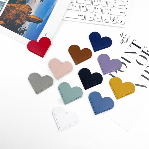 Cross-border leather heart-shaped bookmarks love bookmarks DIY customizable corporate LOGO leather pu bookmarks wholesale