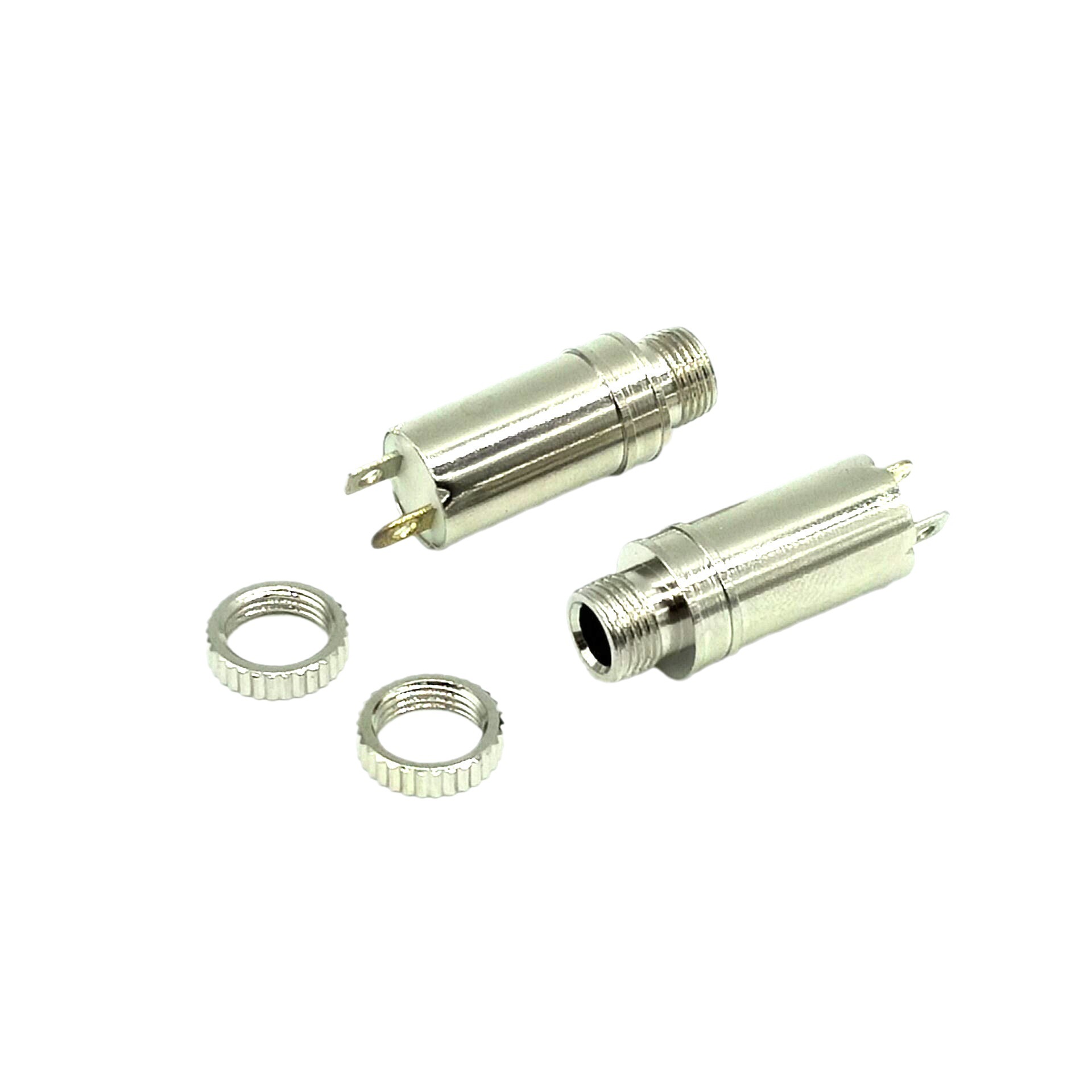 3.5立体母座 8.0带螺牙锁环 易上锡音频插头 dc 3.5音频母座