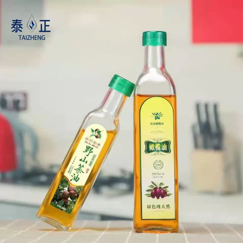 批发透明玻璃方形油瓶山茶油芝麻油瓶方形橄榄油瓶酱油醋分装油壶