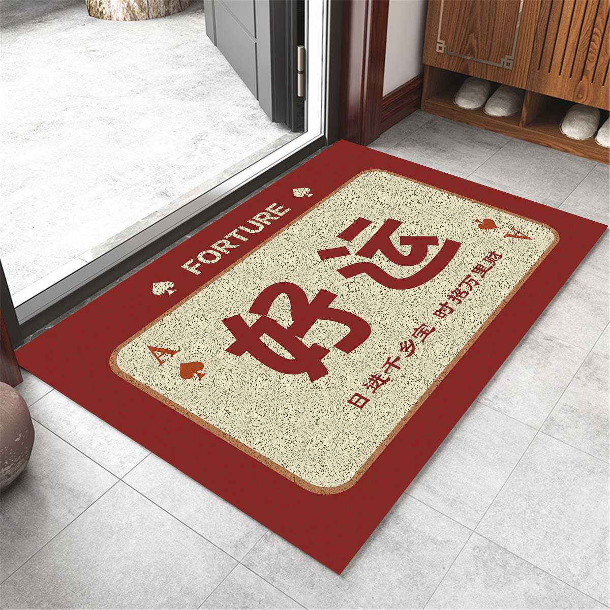 Nacional de moda anillo de seda puerta Mat Puerta de bienvenida PVC impermeable antideslizante pie estera raspado barro frotando suelo se puede cortar